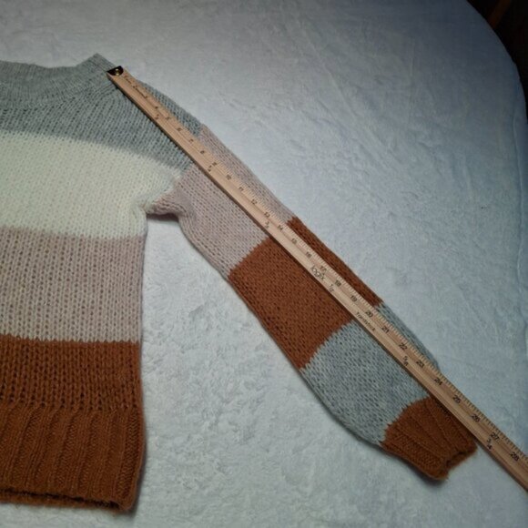 GAP Striped Sweater Sz S Alpaca Wool Colorblock Slouchy Neutral Minimalist - Picture 14 of 14